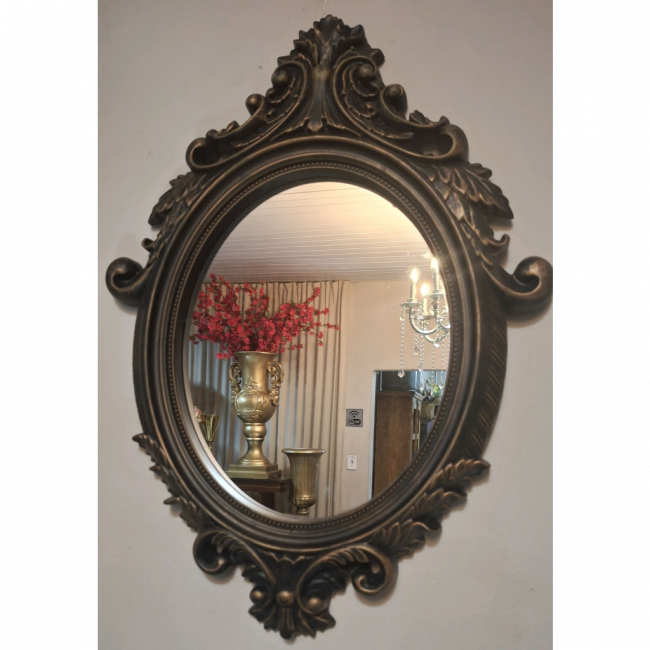 ESPELHO OVAL DECORATIVO P | BRONZE