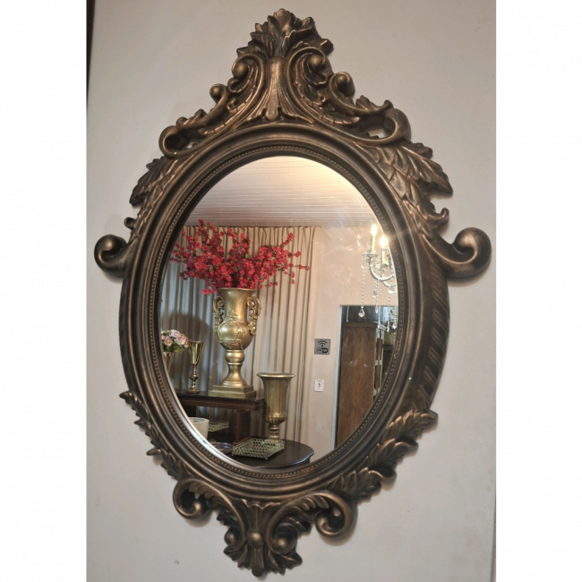 ESPELHO OVAL DECORATIVO M | BRONZE