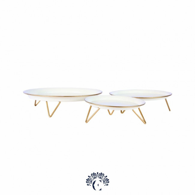 Porta  Doce de Metal Branco Com Pé ( 25x7