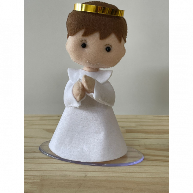Menino Branca feutro  15cm Batizado