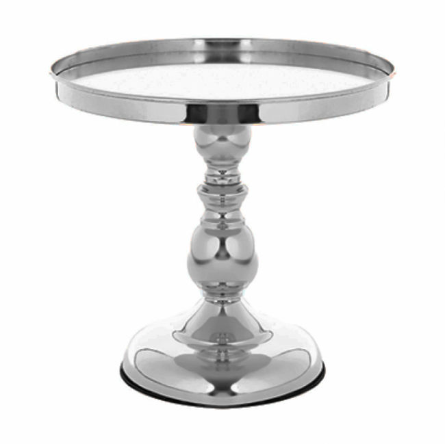 Porta Doce de Metal Prata pe Alto Espelhado Luxo