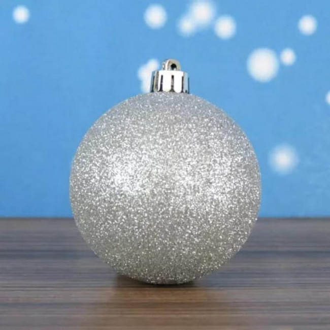Bola Prata de Glitter 7cm