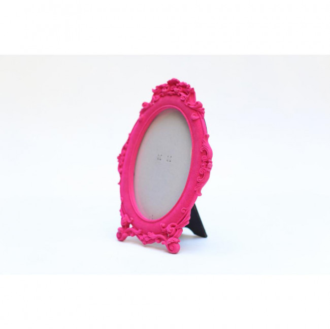 PORTA RETRATO VELUDO OVAL PINK 17X23