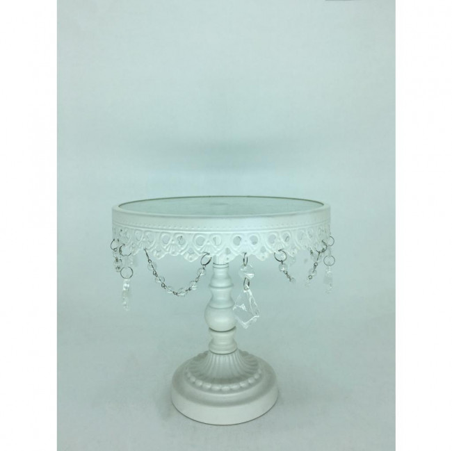 SUPORTE VIDRO BRANCO COM PINGENTE M 23X23CM
