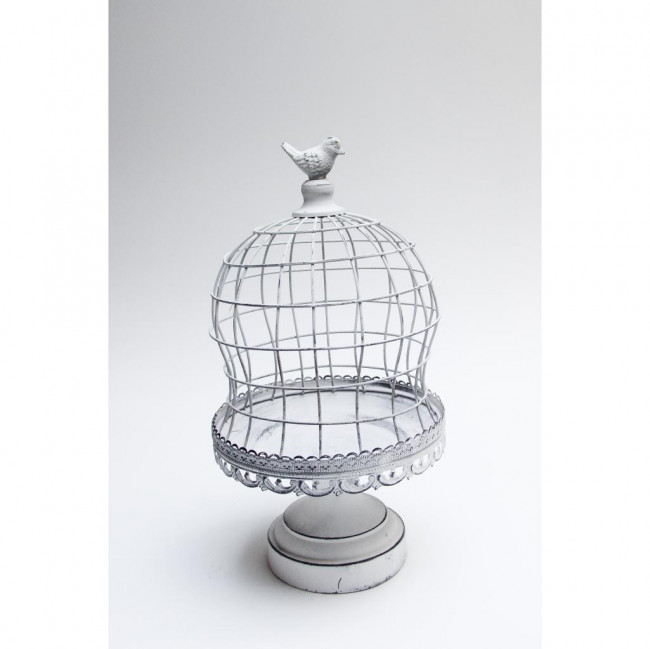 SUPORTE METAL C/ CUPULA PASSARINHO BRANCO 20X36