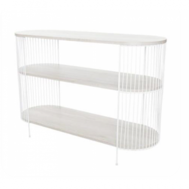 APARADOR LATERAL DECO 3 NIVEIS CREME 67X35X1,00