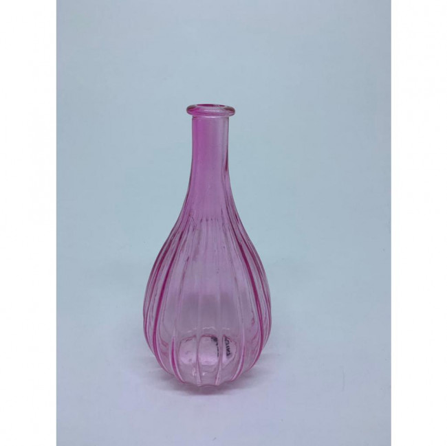 GARRAFA DE VIDRO BOJUDA ROSA G 20 X10 CM