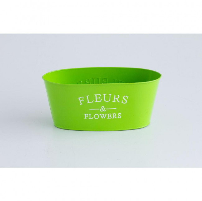CACHEPOT METAL FLOWERS G VERDE