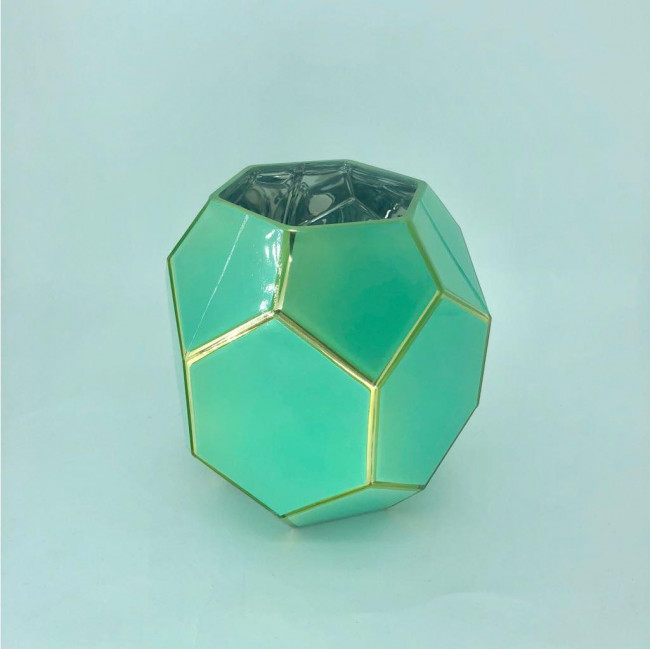 VASO ART GEO VERDE DOURADO 18X10