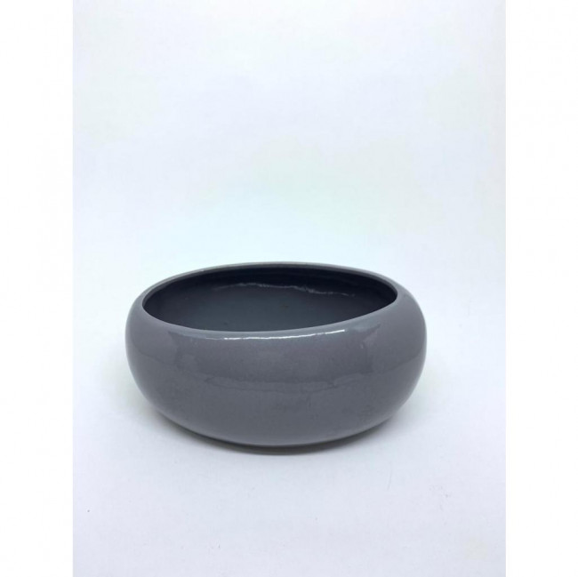 CACHEPOT CINZA OVAL NIQUEL M 10X18