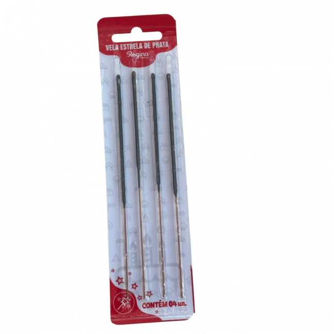 Vela estrela de prata 4 unidade 15 cm