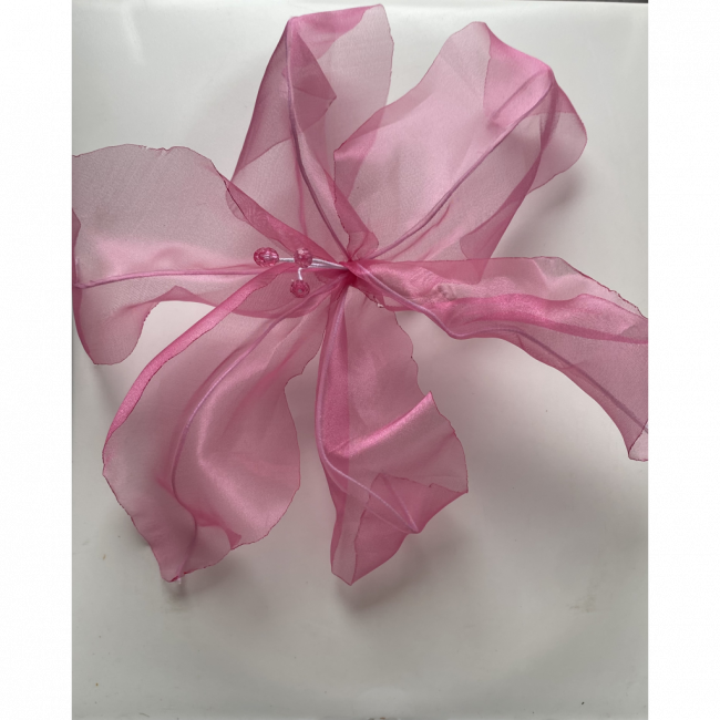 FLOR TECIDO ORGANZA ROSA -