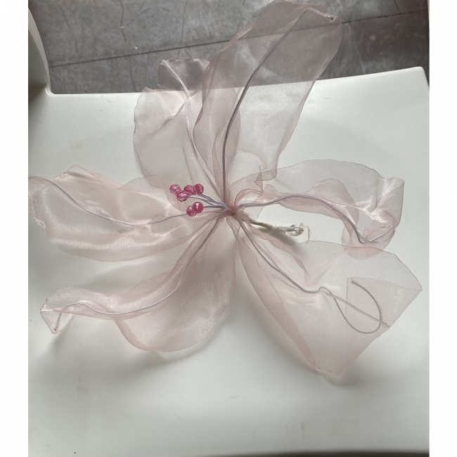 FLOR TECIDO ORGANZA ROSA BB -