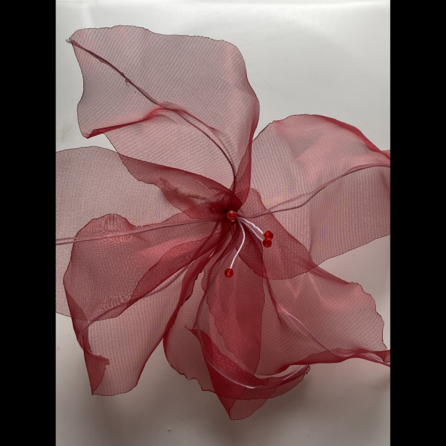 FLOR TECIDO ORGANZA VERMELHO -
