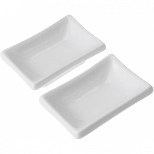 PETISQUEIRA RETANGULAR CERAMICA BRANCA 50ML 9X7