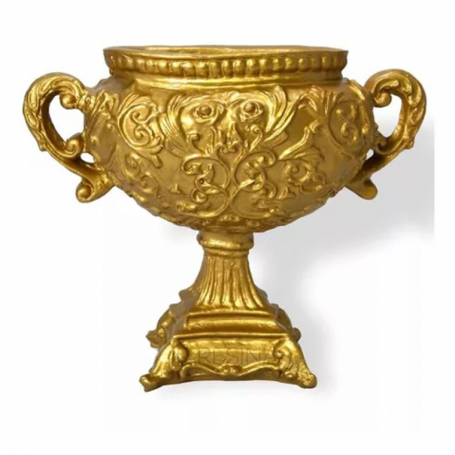 VASO ROMANO FLORES DOURADO 30CM 