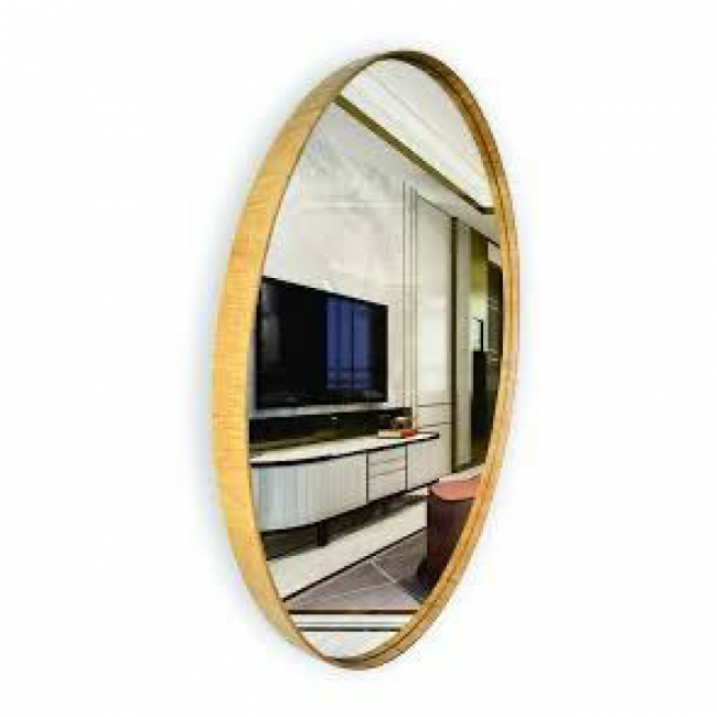 ESPELHO OVAL DOURADO MOLDURA DE ALUMINIO 30X50