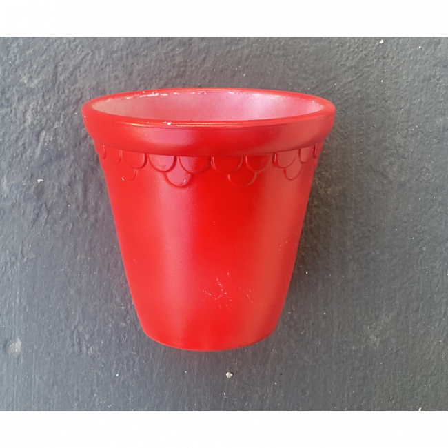 VASO DE PLASTICO VERMELHO BORDA DECORADA 15CM