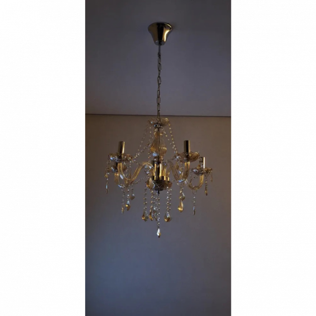 LUSTRE CLASSICO DOURADO COM DIAMANTE 50CM