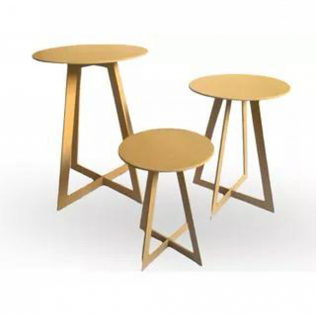 TRIO MESA CILINDRO DE MDF VAZADO P=52CM M=60CM G=84CM