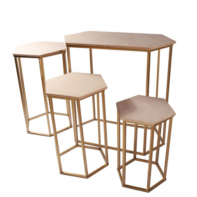 KIT DE MESA SEXTAVADO C/ 4 MESAS GG 80X80 G 72X52 M62X36 P50X30