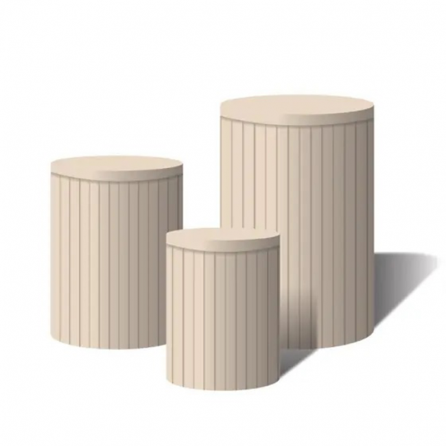 QUARTETO DE CAPA DE CILINDRO BEGE RIPADO 46CM 60CM 80CM