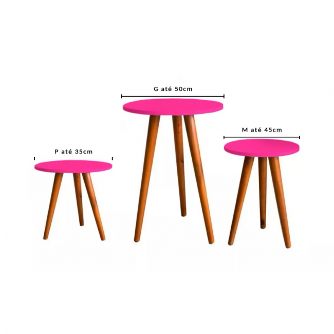 TRIO DE CAPA PARA MESINHA ROSA NEON 40CM 50 CM 60CM