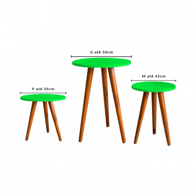 TRIO DE CAPA PARA MESINHA VERDE NEON 40CM 50 CM 60CM