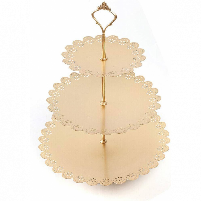 PORTA DOCE DOURADA DE FLORES 40CM