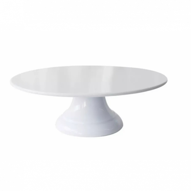 BOLEIRA COM PE BRANCA DE VIDRO 13X30