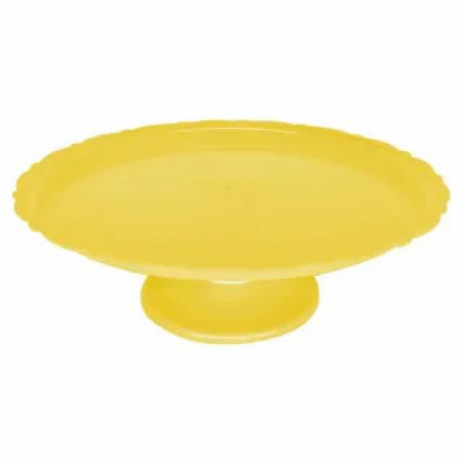BANDEJA MINI CAKE AMARELO PLASTICO 12CM