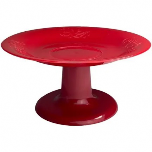BANDEJA MINI CAKE VERMELHA PLASTICO 12CM