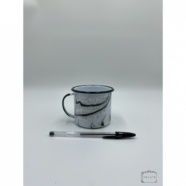 CANECA DE ÁGATA MANCHADA PRETA