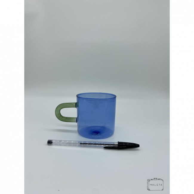 CANECA CASCA DE OVO AZUL COM ALÇA VERDE