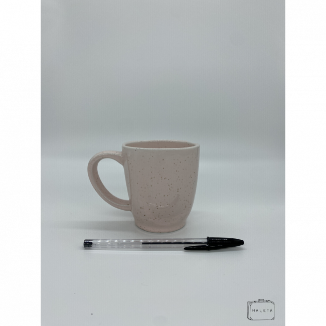 CANECA ROSA COM PINTINHAS PRETAS