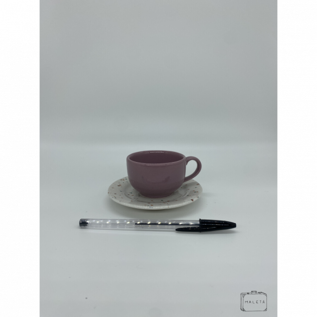 XÍCARA LILÁS COM PIRES ESTILO GRANILITE PARA CAFÉ