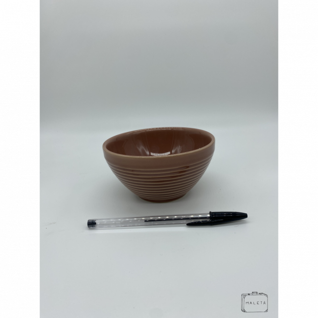 BOWL PEQUENO MARROM COM LISTRA E TEXTURA