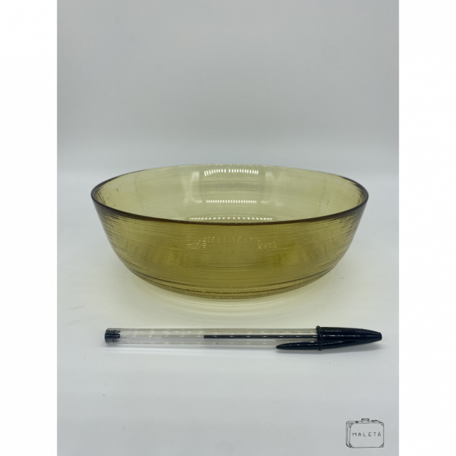 SALADEIRA DE VIDRO AMARELO COM ESPIRAL