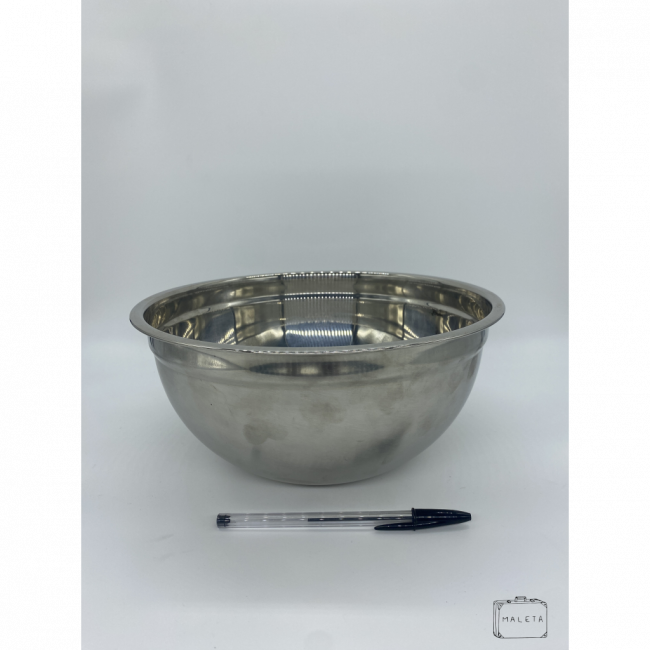 SALADEIRA DE INOX ESCOVADO COM BORDA