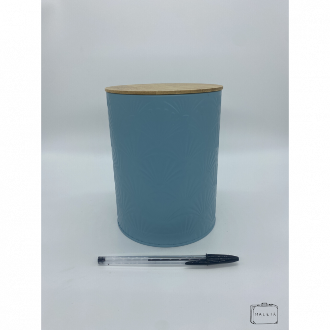 PORTA-MANTIMENTO DE LATA AZUL BEBÊ COM TEXTURA DE LEQUE