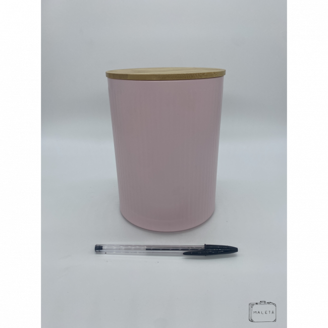 PORTA-MANTIMENTO DE LATA ROSA COM TEXTURA EM ROSA