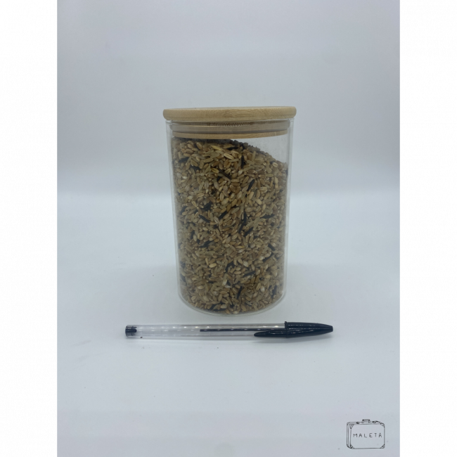 PORTA-MANTIMENTO DE VIDRO COM TAMPA DE BAMBU MÉDIO