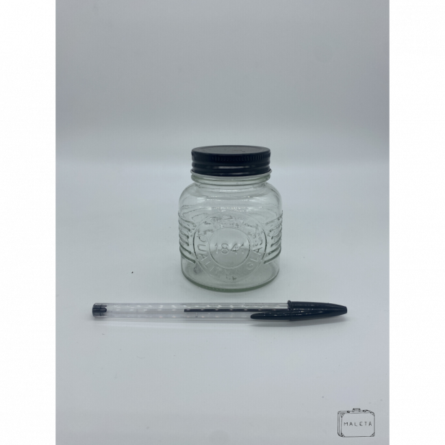 PORTA TEMPERO DE VIDRO QUALITY GLASS COM TAMPA PRETA PEQUENO