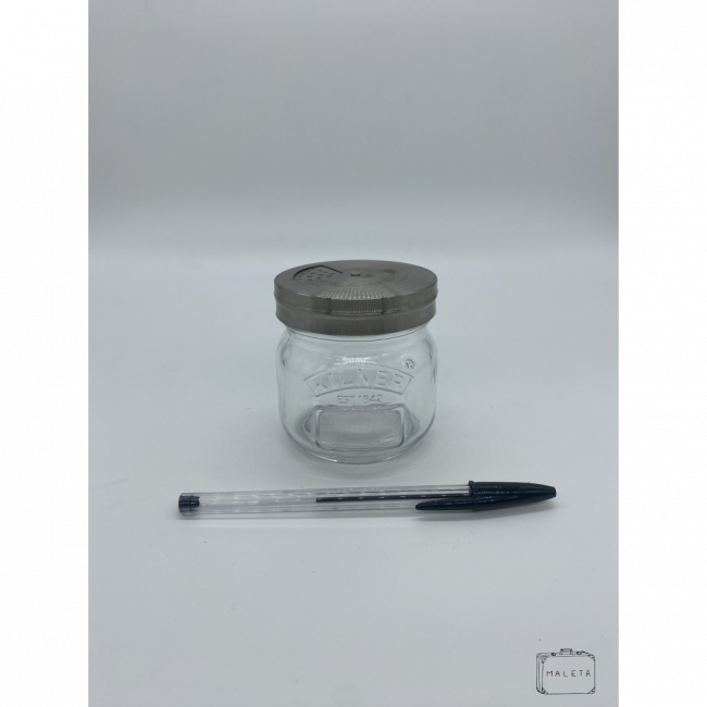 SALPICADOR DE VIDRO KILNER PEQUENO COM TAMPA DE INOX
