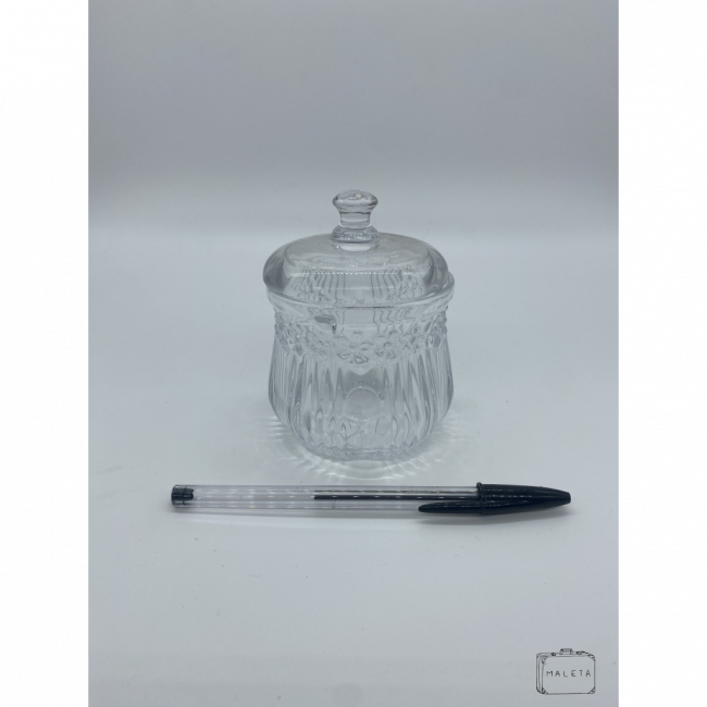 AÇUCAREIRO DE VIDRO COM TEXTURA DE FLOR PEQUENO