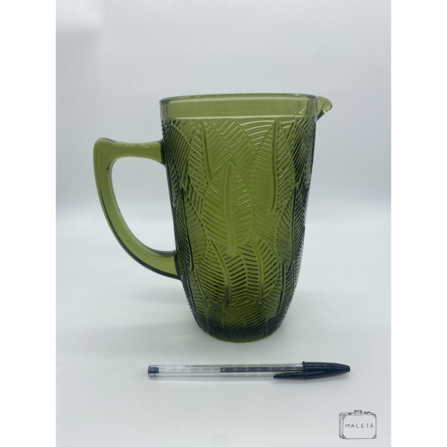 JARRA DE VIDRO VERDE MUSGO TEXTURADA