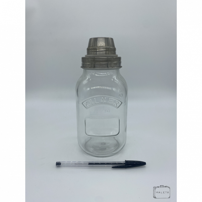 COQUETELEIRA DE VIDRO COM TAMPA DE INOX