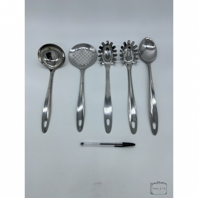 JOGO DE TALHERES DE SERVIÇO INOX SIMPLES (05 PEÇAS)