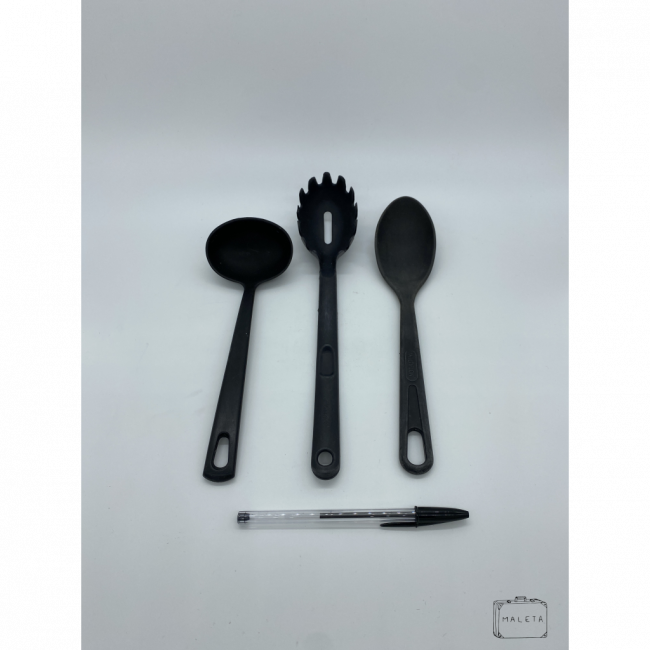 TALHERES DE SERVIÇO PLÁSTICO PRETO (03 PEÇAS)