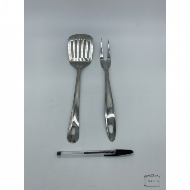 GARFO + ESPÁTULA INOX DE SERVIR